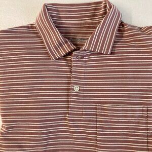 Goodfellow &Co Men Polo Shirt S Dusty Rose Striped Short Sleeve Button Front NWT
